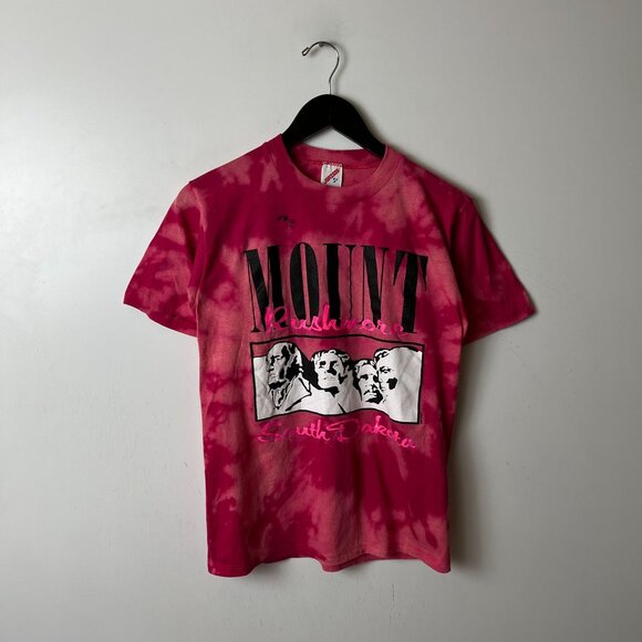Vintage 80s Mount Rushmore T Shirt Adult Pink Gray Small S Tie Dye USA 50/50 - Picture 15 of 16